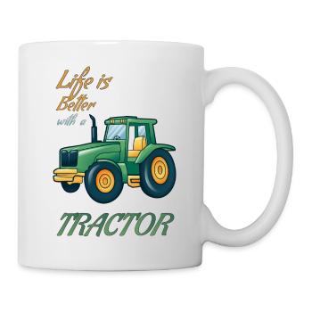 Das Leben ist besser mit Traktor Traktor Fahrer Village - Tasse - Weiß - Rechts