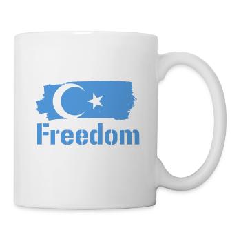 Freiheit für Uiguren Flagge mit Text - Tasse - Weiß - Rechts
