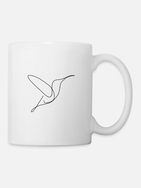 Strichgrafikvogel - Tasse - Weiß