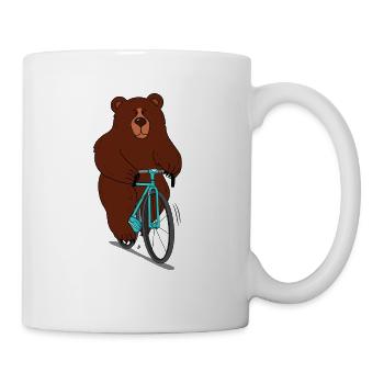 Ours sur un vélo - Mug blanc - blanc - Droite