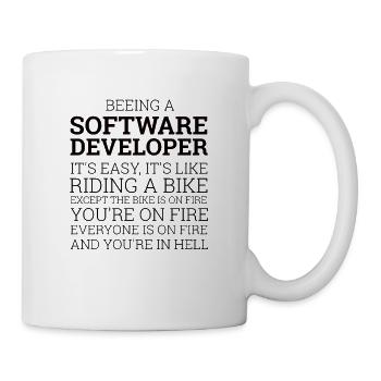 "Software Developer- Riding a Bike" | Computer - Mug - white - Right