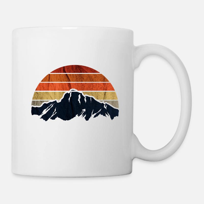 Coucher de soleil vintage rétro montagne - Mug blanc - blanc