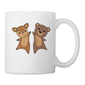 Reh Bär Waldtiere süße Tiere für Kinder niedlich - Tasse - Weiß - Rechts