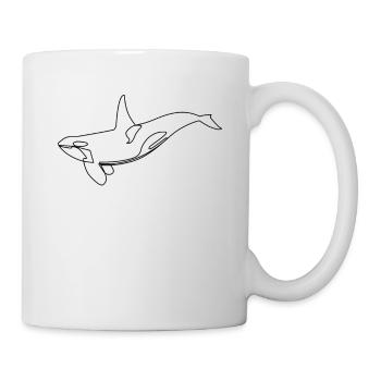 Wal, Orca, Schwertwal, stilisiert, Linien, Wale - Tasse - Weiß - Rechts