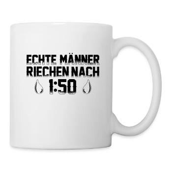 Echte Männer Riechen Nach 1:50 Moped Mopedfahrer - Tasse - Weiß - Rechts