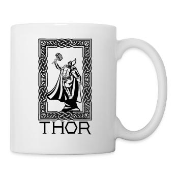 Thor and Mjolnir Viking Norse Cosmology - Mug - white - Right