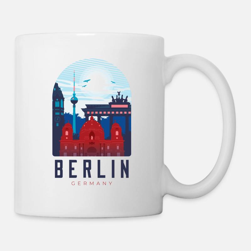Skyline de Berlin avec Reichstag et tour de télévision - Mug blanc - blanc