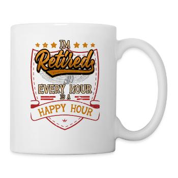 Rente Glücklich Rentner Pension Spruch Geschenk - Tasse - Weiß - Rechts