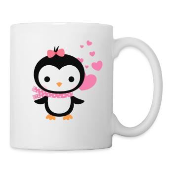 Sweet penguin with heart celebrates love - Mug - white - Right