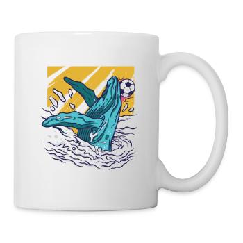 Baleine joue au football - Mug blanc - blanc - Droite