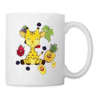 Giraffe, fruit, fruits, snacking, vitamins, wild animals - Mug - white - Right