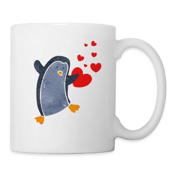Pingouin mignon avec coeur célèbre l'amour - Mug blanc - blanc - Droite