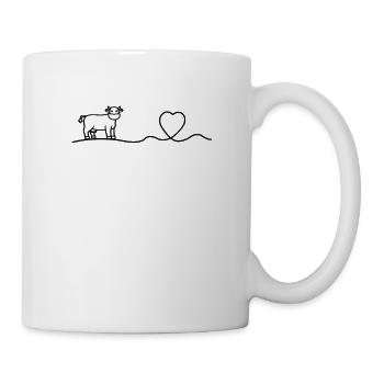 Kuh Herz Heartbeat Herzschlag Line Art Geschenk - Tasse - Weiß - Rechts