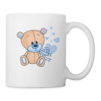 Cute teddy bear with a heart celebrates love - Mug - white - Right
