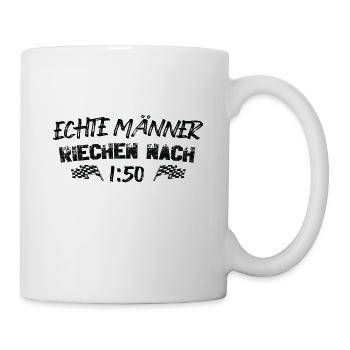 Echte Männer Riechen Nach 1:50 Moped Mopedfahrer - Tasse - Weiß - Rechts