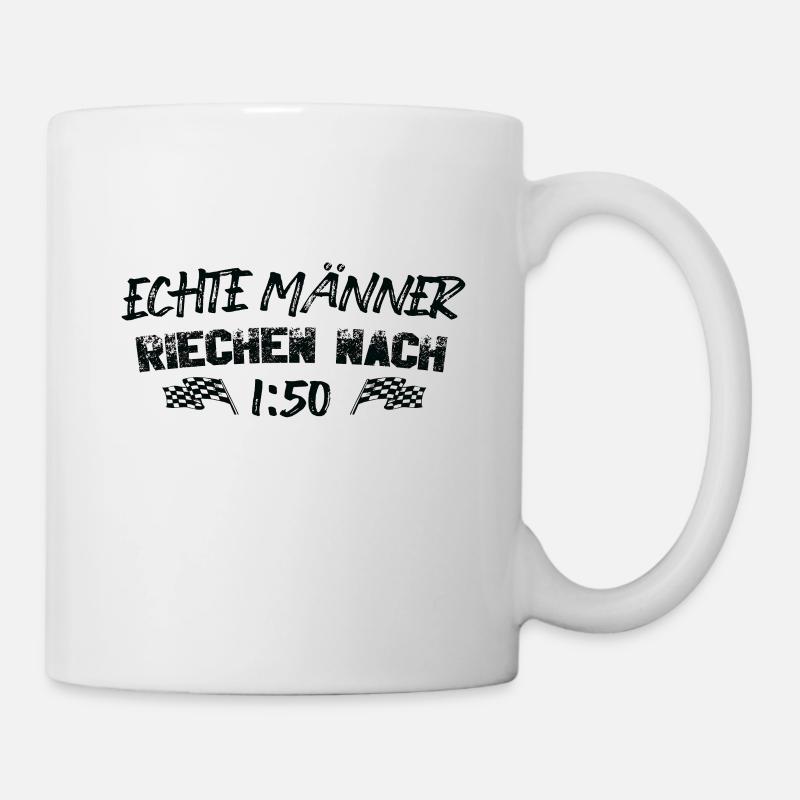 Echte Männer Riechen Nach 1:50 Moped Mopedfahrer - Tasse - Weiß