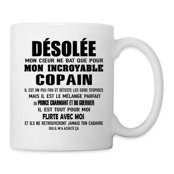 mon cœur ne bat que pour mon incroyable copain - Mug blanc - blanc - Droite