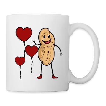 Glückwunsch Geburtstag Erdnuss Herz Nuss Gruß - Tasse - Weiß - Rechts