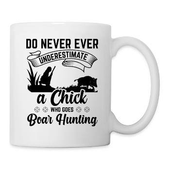 Jägerin Wilschweinjagd Wildschwein Keiler Jäger - Tasse - Weiß - Rechts