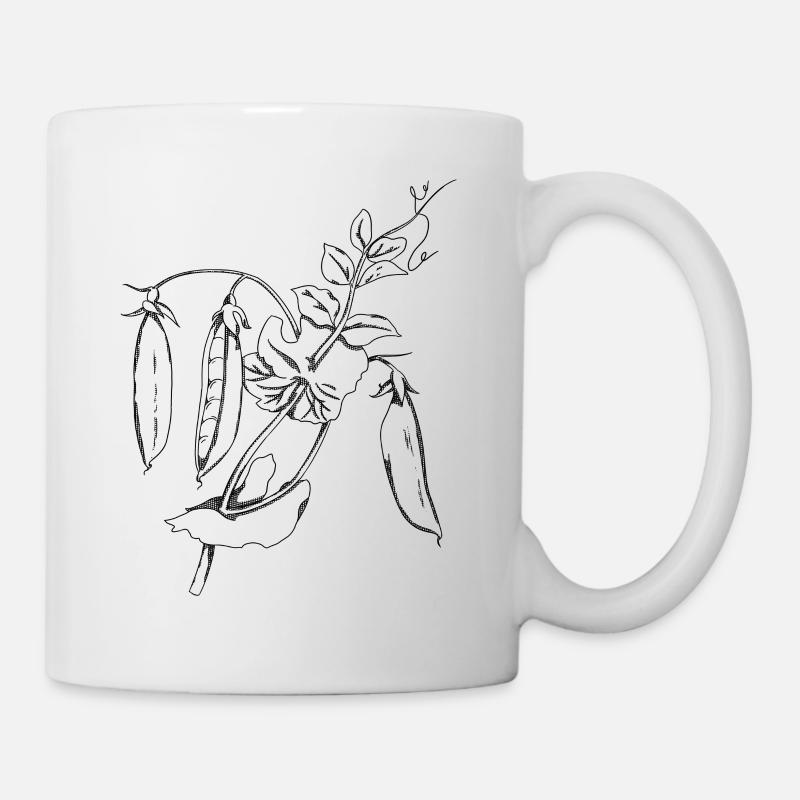 Erbse Retro Pflanze Garten Natur Geschenkidee - Tasse - Weiß
