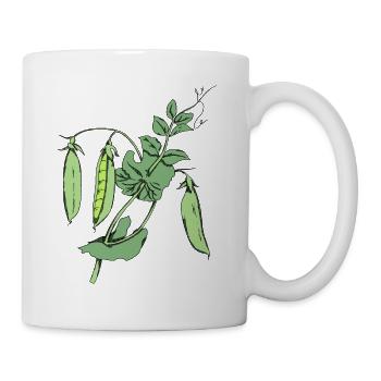 Erbsen Design Retro Garten Pflanzen Geschenk - Tasse - Weiß - Rechts