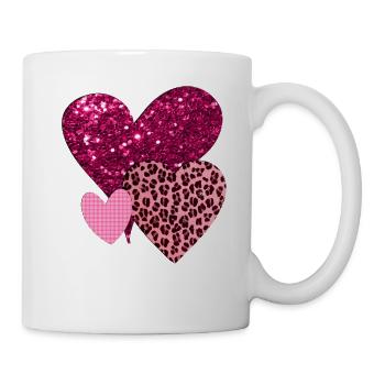 Hübsche rosa Herzen - Tasse - Weiß - Rechts
