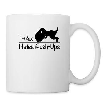 T-Rex Dinosaur Push-Ups Funny Dino Meme - Mug - white - Right