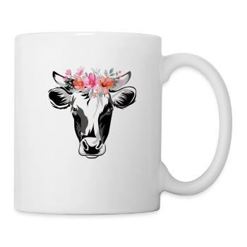 Cow Flower Kuh Blumen Vegan Vegetarier Tierliebe - Tasse - Weiß - Rechts