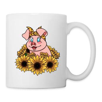 Piggy sucré aux tournesols - Mug blanc - blanc - Droite