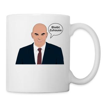 Alain Berset sagt Bleibt Zuhause - Tasse - Weiß - Rechts