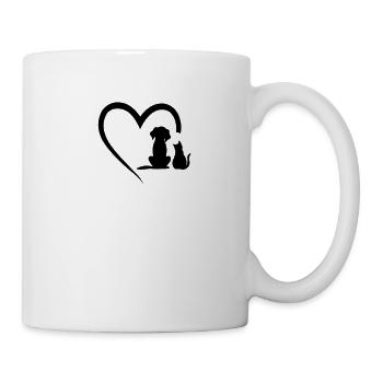 Dog & Cat Motif Dogs Cats Heart Gift - Mug - white - Right