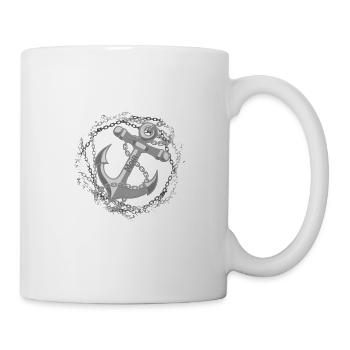 Moin mit Anker Insel Kapitän Watt Meer - Tasse - Weiß - Rechts