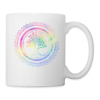 Yoga Lebensbaum Mandala Esoterik Geschenk - Tasse - Weiß - Rechts