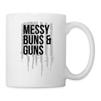 Messy Buns & Guns - Pro Gun US Flag Guns for women - Mug - white - Right