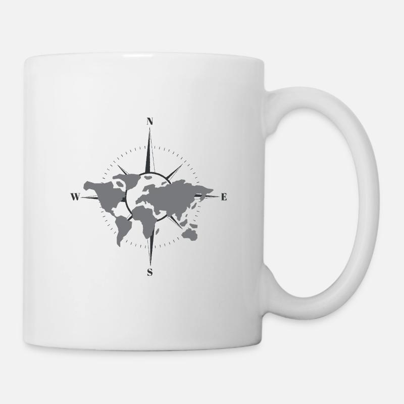World map with compass - Mug - white