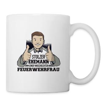 Stolzer Ehemann einer waschechten Feuerwehrfrau - Tasse - Weiß - Rechts