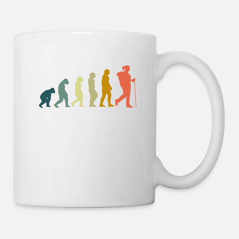 Evolution Wanderin Backpacker Pilgerin Wanderwoman - Tasse - Weiß