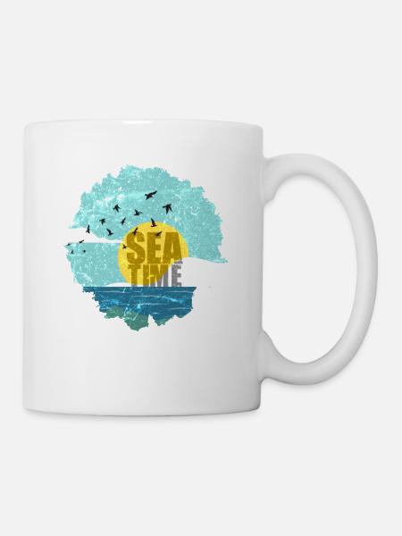 Sea Time Ocean Sun Beach Bateau aquatique Nager - Mug blanc - blanc