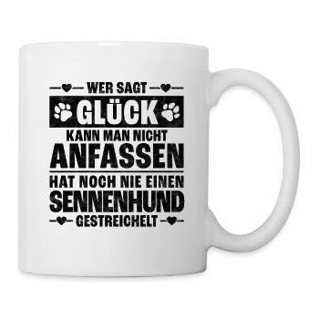 Schweizer Sennenhund streicheln Bauernhund Spruch - Tasse - Weiß - Rechts