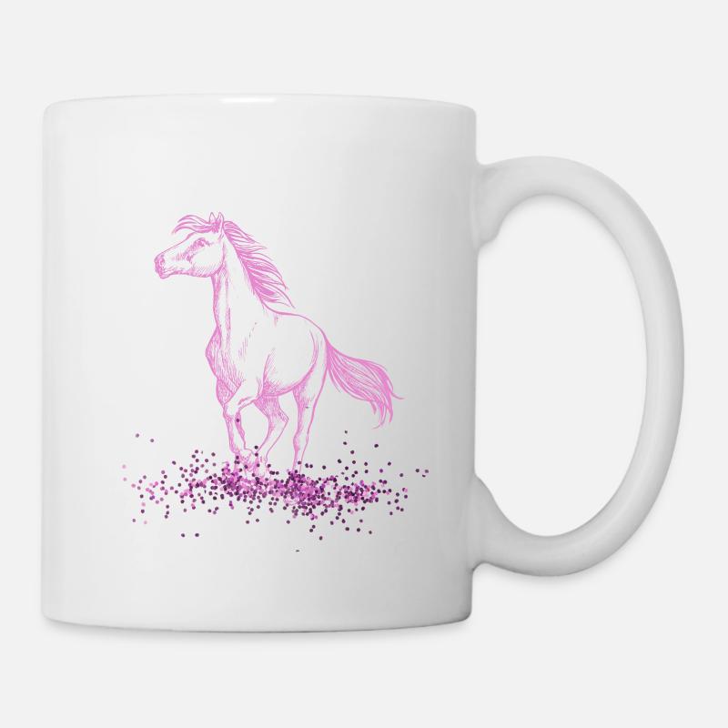 Pferde Pony pink Glitzer Liebe - Tasse - Weiß