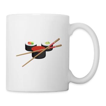 Sushi Makes Me Happy Japanese Asia Food Gift - Tasse - Weiß - Rechts