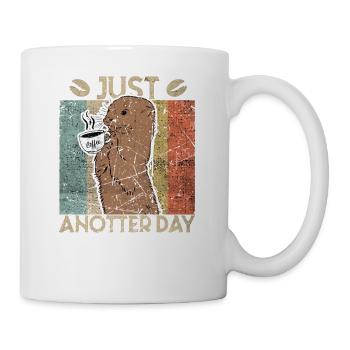 just anotter day Otter Kaffee Büro retro Geschenk - Tasse - Weiß - Rechts