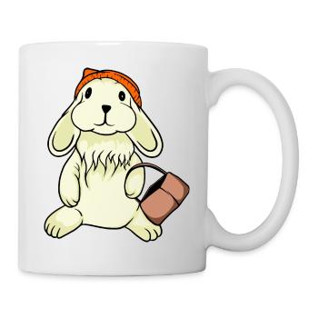 Hase mit Mütze und Korb - Tasse - Weiß - Rechts