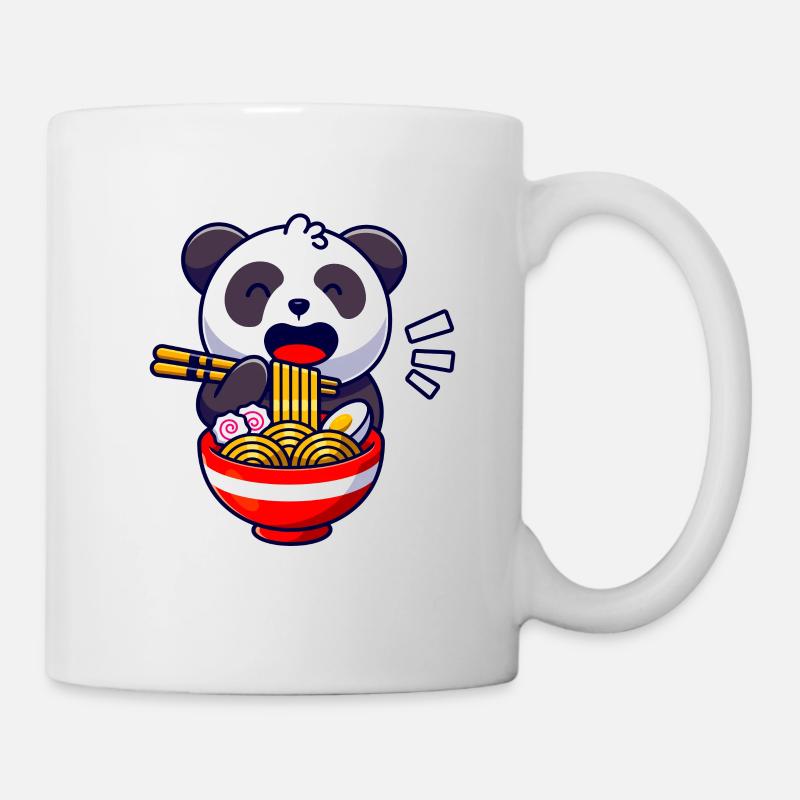L'ours panda mignon mange une soupe de nouilles ramen - Mug blanc - blanc