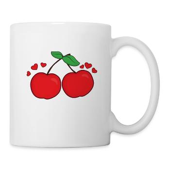 Kirschen Paar Liebe - Tasse - Weiß - Rechts