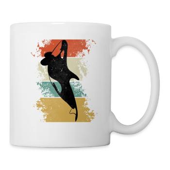 Vintage Retro Killer Whale Art 80s Orca Whale Old - Mug - white - Right