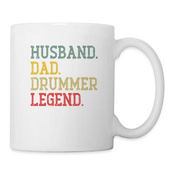 Retro Husband Dad Drummer Legend... Drummer - Tasse - Weiß - Rechts
