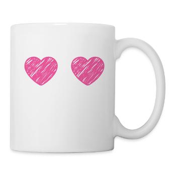 BOOBIES Brustkrebs Geschenk Pink Ribbon - Tasse - Weiß - Rechts