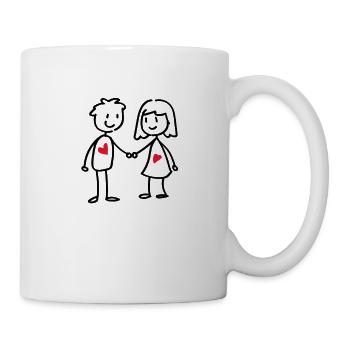Couple in love gift cute stick figures - Mug - white - Right