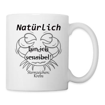 Sternzeichen Krebs Horsokop Lustig Geschenk - Tasse - Weiß - Rechts